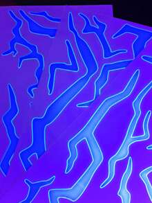 6张夜光/紫外线紫色纹身贴纸，电影猎人临时纹身贴纸，韩流紫色角色扮演配饰，舞蹈角色扮演纹身贴纸道具，完美适用于角色扮演，Y2K纹身贴纸 - 紫色 - 查看 8