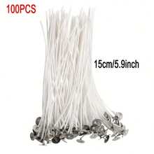20/100 件棉质蜡烛芯，预蜡，无烟，燃烧时间长，适用于 DIY 蜡烛制作派对用品 - 白色 - 查看 7
