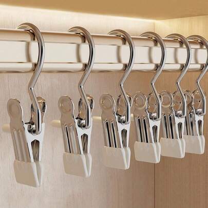 10个不锈钢多功能衣架，衣柜收纳架，可挂衣服、裤子、帽子、靴子，带防滑挂钩，装饰性强，适用于房间装饰、收纳整理、服装、沙滩装、春季简约风格、夏季上衣等。