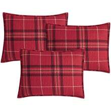 Southshore Fine Living, . - Juego de edredón para cama individual, 6 piezas, juego de cama estilo bohemio con funda para sofá cama, 3 fundas de almohada, falda de cama, juego de edredón de día,(Individual Rojo tartán) - Tipo 8 - Ver 7
