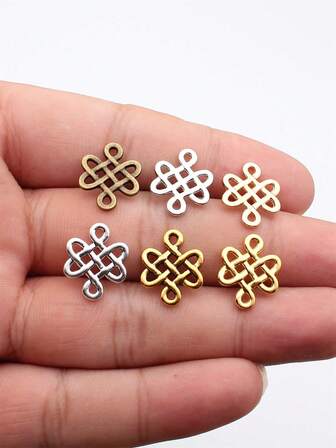 20 piezas de 17x14mm (0.67x0.55 pulgadas) Nudos chinos de la suerte Conectores de encantos para hacer pulseras, collares, joyería y manualidades hechas a mano