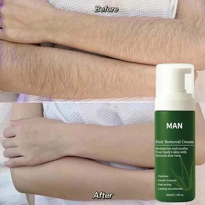 BARUBT 60ml Aloe Vera Painless Hair Removal Cream, Quick Hair Removal Without Irritation Or Black Dots, Suitable For Body, Legs, Armpits And Bikini Area, Summer Hair Removal