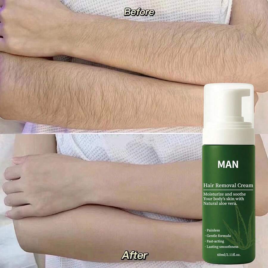 BARUBT 60ml Aloe Vera Painless Hair Removal Cream, Quick Hair Removal Without Irritation Or Black Dots, Suitable For Body, Legs, Armpits And Bikini Area, Summer Hair Removal