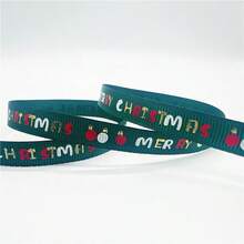 5yards 10mm Christmas Ribbon Printed Christmas Polyester Ribbon For Handmade Design Christmas Decoration Gift Packing