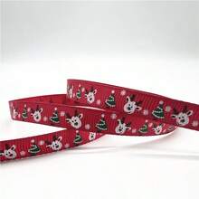 5yards 10mm Christmas Ribbon Printed Christmas Polyester Ribbon For Handmade Design Christmas Decoration Gift Packing