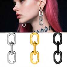 1 件不锈钢 4 毫米新款链式耳坠挂钩耳塞扩张器穿孔耳环女士男士时尚珠宝礼物