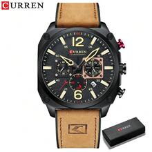 CURREN Men's Fashion Waterproof Quartz Chronograph Wrist Watch With Luminous Function And Genuine Leather Strap - Multicolor - View 12