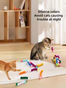 1pc/4pcs/12pcs Cat Teaser Toys, Fluffy Ball Wands, Pet Small Toy Set, Suitable For Cats Self-Playing Toys