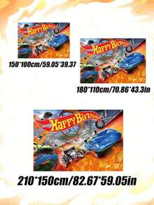 Hot Wheels Theme - Racing-Style Party Decoration Background Cloth, Birthday Party And Various Festival Party Celebration Background Wall Decoration And Arrangement, Bedroom And E-Sports Room Background Wall Decoration And Arrangement. - Multicolor - View 9