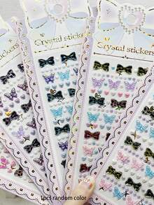 1 Stück zufällige Farbe Kristall Acryl Diamant Aufkleber für Mädchen, DIY handgefertigte dekorative Pentagramm und Pfauenform Juwel Aufkleber
