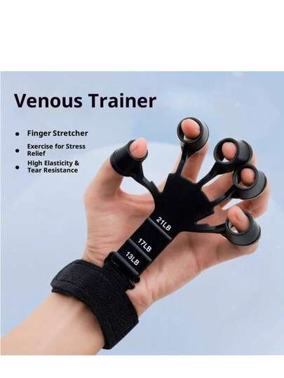 新款硅胶五指手部手指训练器，腕部阻力带，篮球投篮矫正训练器，握力训练器，提升手指灵活性、握力、五指力量、腕力和手臂肌肉发育的训练器材