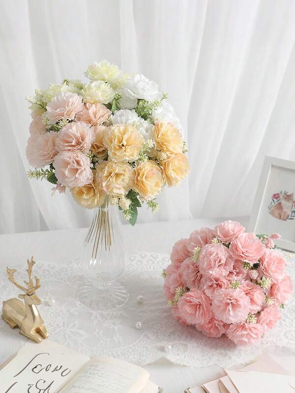 28 cm Bouquet de fleurs de Carnation artificielles - 1 pièce Fleur en soie pour la maison, le mariage, la Saint-Valentin, cadeau, décoration de chambre et de jDIYicolage, bouquet de mariée