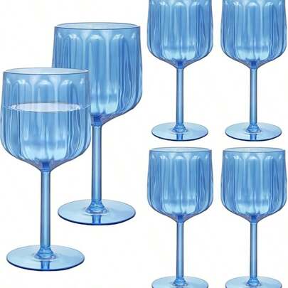 Plastic Wine Glasses Set Of 6,14oz Reusable Shatterproof Unbreakable Goblets,Acrylic Champagne & Cocktail Glasses For Weddings, Parties & Gatherings