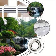 1pc Japanese Garden Waterfall Azalea Pond Shower Curtain Tranquil Flowing Water Rich Leaves 70.8x 70.8inch With - Nhiều màu - Xem 9