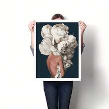 1 pieza Kit de pintura por números con flor y mujer, set de pintura al óleo apta para decoración de dormitorio y arte de pared, excelente para aliviar el estrés, pintura por números, hecho a mano, amigable para principiantes, mejor regalo para amigos