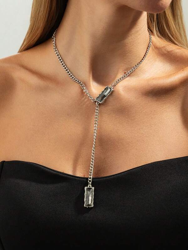 1 pieza Collar con colgante de borla con cristales y cadenas de estilo bohemio, lujoso y elegante para vacaciones, fiestas, casual, estilo callejero, bodas, parejas, cumpleaños, un regalo de joyería versátil para mujeres