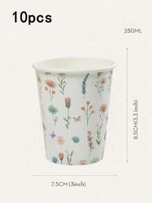 10/20/50 unidades, copo de papel de 9 onças, design floral natural, copo de banho consumível, copo para enxaguante bucal, copo de papel para amostra, copo consumível para beber, festa, casa e escritório, copo de recepção, amigo, copo de café expresso para o consumidor, água, suco, doces e salgadinhos, presente de ano novo, adequado para diferentes ocasiões