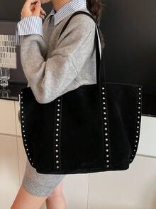 1 Stück vintage modische Umhängetasche mit einem Schulterriemen für Frauen, großes Fassungsvermögen mit Nieten-Dekor, geeignet für Party, Bankett, täglichen Gebrauch, kann Handy, Spiegel, Schlüssel, Lippenstift, Geldbörse aufnehmen, ideal als Weihnachts-, Muttertags- oder Geburtstagsgeschenk