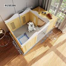 Pet Fence, Dog Barrier With Litter Box, Indoor Use For Small/Medium Dogs, Freestanding Combination Dog Crate - Multicolor - View 3
