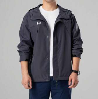 Under Armour Erkekler İçin Yeni Rüzgar Geçirmez Kapüşonlu Ceket, Açık Hava Günlük Spor Mont