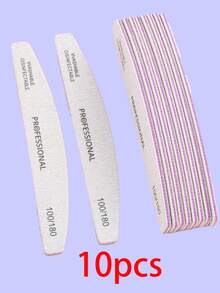 5片装月牙形100/180目木质指甲锉，双面砂纸指甲抛光块，可水洗重复使用，适用于天然指甲，家用和美甲沙龙均可使用。 - 灰色 - 查看 13