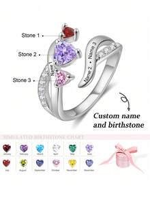 1 pieza Collar personalizado con colgante de piedra natal con forma de corazón, regalo del Día de la Madre, regalo para ella, joyería de mujer, joyería de plata, joyería DIY, joyería para mujeres, regalo ideal para Navidad, Día de la Madre, San Valentín, cumpleaños, aniversario, graduación o amigos, compañeros de clase y familia - Plateado - Ver 3