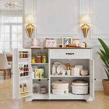 Kitchen Cabinet, Sideboard, Kitchen Furniture, 1 Drawer, 3 Doors, Anti-Tip Device And Magnetic Cabinet Doors - Retro Color - View 4