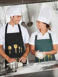 1pc Adjustable Cooking Apron With Pockets, Waterproof And Oil-Resistant, Suitable For Cooking, Chef, Unisex Design, Simple And Elegant Cooking Apron - Multicolor - View 2