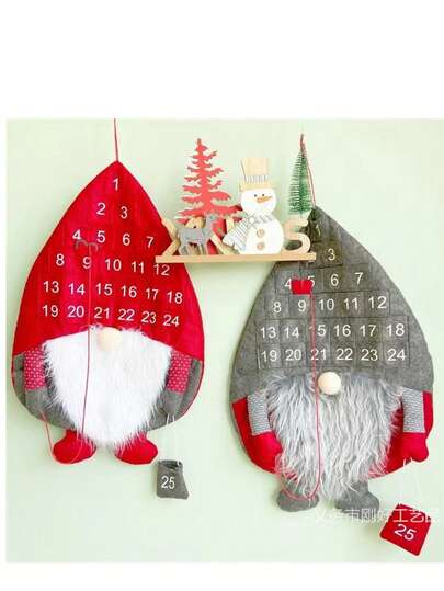 1 pieza Calendario de cuenta regresiva navideño, decoración navideña creativa con calendario colgante con figuritas de Papá Noel, muñeco de nieve y hombre viejo sin rostro, adecuado para decoración navideña en centros comerciales, oficinas, tiendas, bares, hoteles, decoración del hogar, artículo navideño, nuevo calendario creativo de cuenta regresiva navideña con personas del bosque