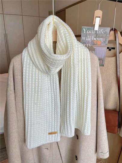 男士纯色加厚针织围巾，保暖围脖，适合冬季休闲穿着，也适合户外活动、购物、徒步、滑雪等，是冬季服装配饰，男女通用。