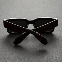 1 Pair Of Men's Square Glasses - Oversized Black Frame With Spike-Shaped Temple Tips, Non-Deerskin Style Non-Prescription Glasses, Suitable For Parties, Music Festivals, And Daily Wear - Lightweight Modern Round Edge Glasses (Hand Washable) - 黑色 - 查看 4