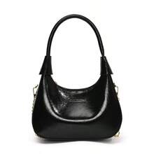 Nuevo Bolso Bandolera Con Cadena Versátil Bolso Media Luna - Negro - Ver 2