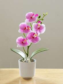 1pc Artificial Butterfly Orchid Potted Plant Simulation Flower Decoration, Valentine Day, Gift