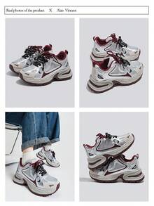 Alan Vincent [城市运动鞋系列] 银红色女鞋，2025新款厚底运动鞋，舒适时尚跑步鞋，休闲运动鞋，女士户外鞋，透气网面 - 灰色 - 查看 3