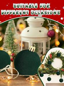 6 件绿色圣诞树挂球，天鹅绒圣诞装饰塑料球，适用于派对节日婚礼家居装饰铃铛、圣诞装饰、新年派对挂饰。