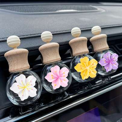 1 件樱花出风口夹式汽车香薰机，无香型香薰油架，适用于车辆和派对装饰，节日装饰，汽车配件，樱花设计，美观配件，安全附件，紧凑设计，空气清新剂，家居装饰，礼品购物者