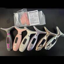 1个便携式可充电面部颈部按摩器,面部美容仪,电镀喷漆款式,女士专用,带加热和振动功能,4色灯光模式,3档强度调节,USB充电(内置500mAh锂电池),高品质低刺激ABS材质,便携式美容工具 | 直观操控 | 可充电按摩器 | 附赠心形面部刮痧板 | 礼品 - 彩色 - 查看 9