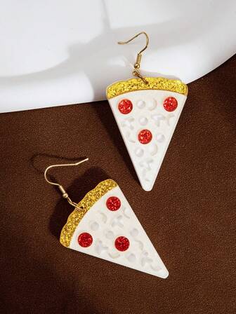 1 Pair Realistic Acrylic Pizza Earrings, Fashionable Earrings For Thanksgiving, Birthday, Party, Holiday