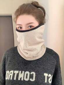 New Autumn And Winter Wave-Pattern Fleece Vertical Stripe Cycling Mask For Men And Women, Multifunctional, Windproof, And Warm, Perfect For Cycling, Skiing.