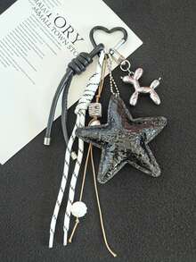 1PC Yogodlns Y2k Leather Rope Keychain,Star Cute Starfish Bag Pendant , Starfish Pendant Fashion High-End Fashion Design Five-Pointed Star Braided Rope Bag Pendant,Car Keychain,Key Lanyard,Key Holder,Keychain Accessories,Keyring,Couple Keychain,Gifts For Women,Valentine's Day Gifts,Birthday Gift,Friend Gift,Holiday Gifts,Event Souvenirs,Party Gifts.