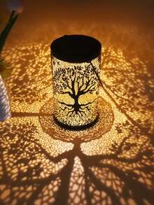 1个大型太阳能树形投影灯笼，适用于房车、花园、庭院、阳台、小路、草坪，金属太阳能LED灯，是送给家人和朋友的绝佳礼物，斋月装饰，斋月灯笼 - 彩色 - 查看 3