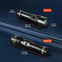 防水户外LED手电筒，三模式远射聚光灯，便携耐用，铝合金材质，可充电，适用于野外探险、登山、夜钓和应急备用。 - 黑 - 查看 9