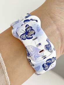 1pc Fashionable Butterfly Print Soft Silicone Watch Band Compatible With Apple Watch Band 38mm 40mm 41mm 42mm 44mm 45mm 49mm (S10 42 )Mm (S10 46)Mm, Comfortable Soft Replaceable Sports Strap Compatible With Iwatch Series 11 Ultra 3 SE3 Ultra 2 S10 SE2 9 8 7 SE 6 5 4 3 2 , Waterproof Sport Silicone Wristbands Suitable For Women/Birthday/Public/Mother's Day Gift