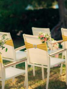 10/50 件 14*35 厘米蝴蝶结椅背套，带心形扣滑块，弹性椅套带绑带，适用于婚礼、派对、洗礼、情人节装饰（鼠尾草绿/红色/勃艮第红/古金色） - 彩色 - 查看 12