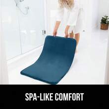 Thick Memory Foam Bathroom Mat Soft Absorbent Bathtub Mats Durable Underside Hine Washable Quick Dry Bathmat Rug Shower And Tub Floor Rugs Bath Accories 61x43 Cm Blue - Blue - View 9