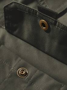 秋冬新款男士长袖夹克，翻领休闲时尚百搭夹克，多口袋军绿色纽扣夹克，复古夹克 - 卡其色 - 查看 8