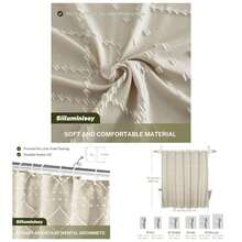 White Boho Shower Curtain Fabric Shower Curtains With Tassel 72x 72 Modern Textured Shower Curtain Farmhouse Minimalist, Tufted Striped Shabby Chic, Resistant Cloth Curtain Bathroom - 米白色 + 72W x 71.7L 吋(1 片) - 查看 2