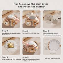 1pc Baby Lion Shaped Rattle Drum, Kaleidoscope, Shape Matching Early Educational Developmental Toy, For Daily Use