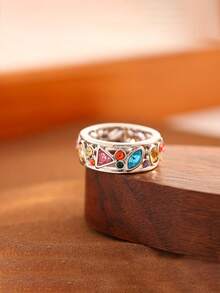 1/2/4 pezzi Set di collane a onde, anello a forma di onda del mare di lusso leggero e creativo, orecchini, anello versatile in quarzo cristallo Torina per donne, anello terapeutico magnetico di drenaggio linfatico in quarzo cristallino, anello cavo multicolore con strass