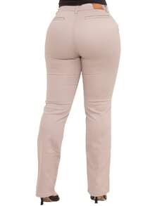 Malloy Women's Straight Twill Satin Social Tailored Trousers - 米色 - 查看 2